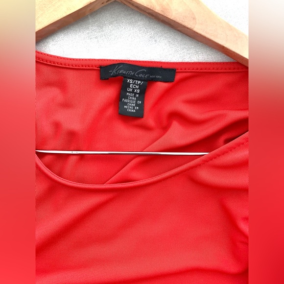 ❗️CLEAROUT❗️ NWT! KENNETH COLE ❤️💜 red + purple asymmetrical colorblock DRESS - Picture 10 of 11